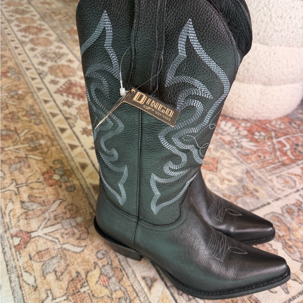 dingo Black Embroidered Western Knee-High Boot